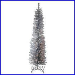 Northlight 6' x 20 Silver Tinsel Artificial Christmas TreeClear Lights