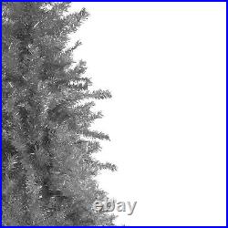 Northlight 9ft Silver Tinsel Slim Artificial Christmas Tree Unlit