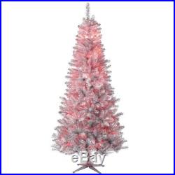 Nostalgia Vintage Aluminum Christmas Tree 10 RGB Color Changing Lights 7.5 Ft