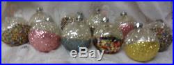 Old USA Glass Silver Foil Icicle Glitter Wash Balls Christmas Tree Ornaments