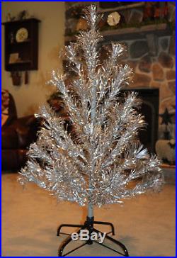 Original 1960's Evergleam Aluminum Christmas Tree 4' Pom Pom Ends Complete