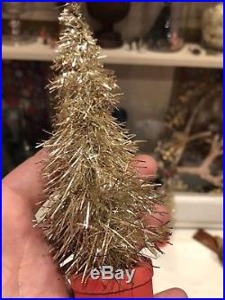 Original Box of 12 Antique German Silver Tinsel Putz Christmas Trees