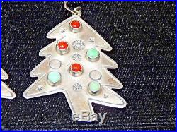 Original Signed Don Lucas STERLING Silver CHRISTMAS TREE Earrings Coral Gaspeite