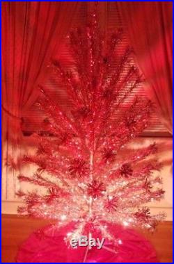 PECO 6' ft SILVER ALUMINUM POM POM CHRISTMAS TREE 91 BRANCH in BOX w COLOR WHEEL