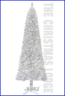 PRE-LIT 7 FT SILVER TINSEL ARTIFICIAL CHRISTMAS TREE with FREE STORAGE BAG