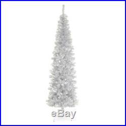 PRE-LIT SILVER TINSEL aluminum CHRISTMAS TREE with METAL STAND / 4 FT / NEW