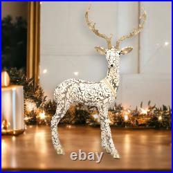 PRE-ORDER 29.5 Pattern Gold/Grey Deer Standing Christmas Decor SHIPS 8/2024