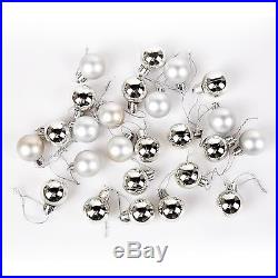 Pack of 25 Mini Miniature Small Shiny & Matte Christmas Tree Baubles Silver