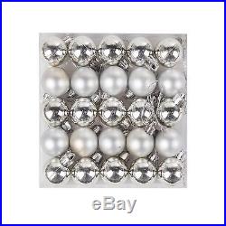 Pack of 25 Mini Miniature Small Shiny & Matte Christmas Tree Baubles Silver