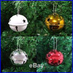 Pack of 8 Gold, Silver, White & Red Jingle Bell Christmas Tree Bauble Ornaments