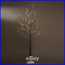 Patch Magic 7 ft. Brown Artificial Birch Snow Lighted Christmas Tree with 120