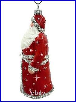Patricia Breen Asprey Santa Red Silver Crystal Christmas Tree Holiday Ornament