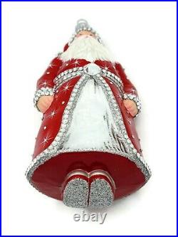 Patricia Breen Asprey Santa Red Silver Crystal Christmas Tree Holiday Ornament