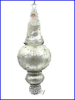 Patricia Breen Charming Silver Snowflakes Santa Christmas Tree Holiday Ornament