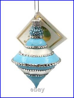 Patricia Breen Jetson Turquoise Silver Banded Crystals Christmas Tree Ornament