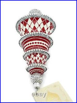 Patricia Breen Meilleurs Voeux Red Silver White Jeweled Christmas Tree Ornament