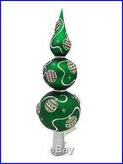 Patricia Breen Ornamental Finial Green Silver Stars Christmas Ornament Tree Top