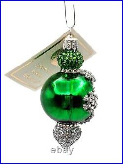 Patricia Breen Versailles Green Silver Jeweled Snowflake Christmas Tree Ornament