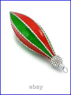 Patricia Breen Vesica Piscus Red Green Silver Jeweled Christmas Tree Ornament