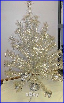 Peco Mid Century modern Aluminum Christmas Tree 4ft. 50 Branches tinsel silver