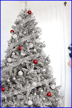 Perfect Holiday 6' Metallic Silver Tinsel Tree 1000 Tips Dia 41 White Me
