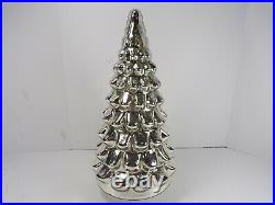 Pottery Barn Christmas Silver Antiqued Mercury Glass Lit Tree 18 Medium #6958