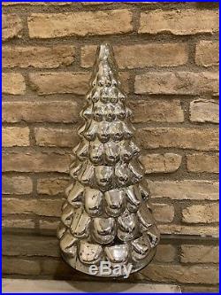 Pottery Barn Christmas Vintage Large Lit Mercury Glass Tree Antiqued Silver new