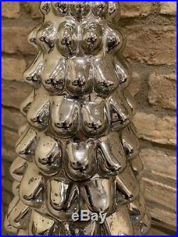 Pottery Barn Christmas Vintage Medium Lit mercury glass tree Antiqued Silver new