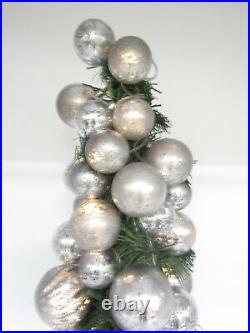 Pottery Barn Lit Vintage Silver Ornament Topiary Christmas Tree Small 25 #4004J