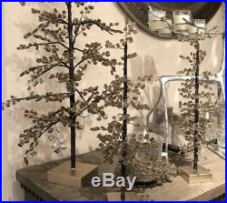 Pottery Barn S/3 FACETED MIRROR LARGE Medium SMALL Smoke TREES CHRISTMAS BLING