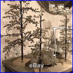 Pottery Barn S/3 FACETED MIRROR LARGE Medium SMALL Smoke TREES CHRISTMAS BLING