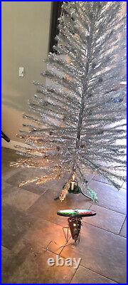 Pre 1963 VINTAGE Silver ALUMINUM CHRISTMAS TREE 7FT tall 209 BRANCHES With Wheel