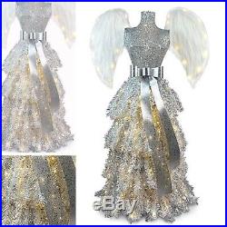 Pre-Lit Angel Artificial Holiday Christmas Tree 4ft Shimmering Silver Dress Form