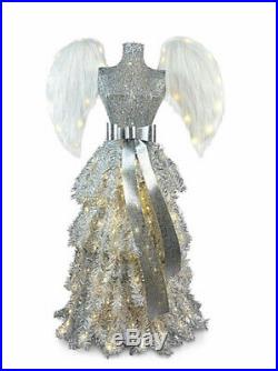 Pre-Lit Angel Artificial Holiday Christmas Tree 4ft Shimmering Silver Dress Form