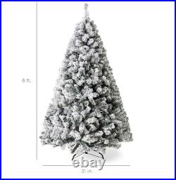 Pre-Lit Snow Flocked Artificial Holiday Christmas Pine Tree