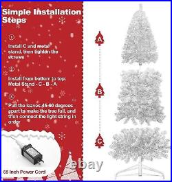 Pre-lit Pencil Christmas Tree 7.5ft Artificial Silver Tinsel Xmas Tree with M