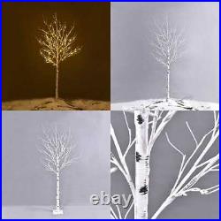 Prelit Birch Tree 96 Leds Light SILVER Twig Warm WHITE Branches 6 Ft Home Festiv