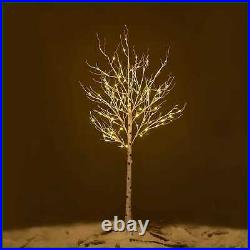 Prelit Birch Tree 96 Leds Light SILVER Twig Warm WHITE Branches 6 Ft Home Festiv
