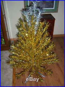 Pretty Rare Htf Vtg 4 Ft. Gold Silver Stainless Alunminum Evergleam Xmas Tree