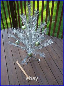Pretty Vtg 3ft Retro Silver Sparkler Stainless Aluminum Xmas Tree #36