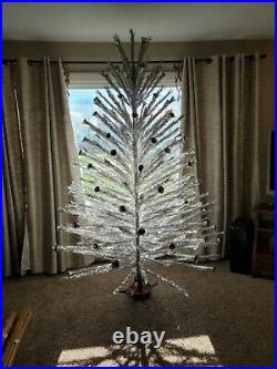 RARE 1960's Vintage Aluminum Silver POM Christmas Tree 8FT tall, 209 branches