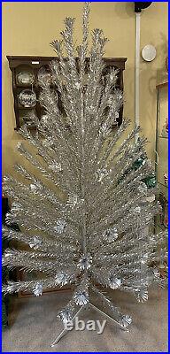 RARE 7 Ft. SPARKLER POM-POM SILVER ALUMINUM CHRISTMAS TREE EXCELLENT