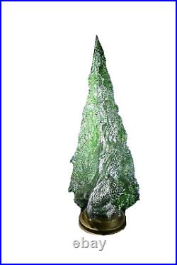 RARE Vintage Aluminum Green Silver Rotating Musical 18 Christmas Tree