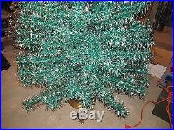 RARE Vtg 7' Green & Silver Twist Curl Aluminum Christmas Tree 193 Branches #30