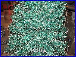 RARE Vtg 7' Green & Silver Twist Curl Aluminum Christmas Tree 193 Branches #30