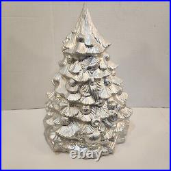 Rare 1974 Ceramichrome Mold Ceramic Christmas Tree 15. Silver. No lights