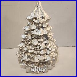 Rare 1974 Ceramichrome Mold Ceramic Christmas Tree 15. Silver. No lights