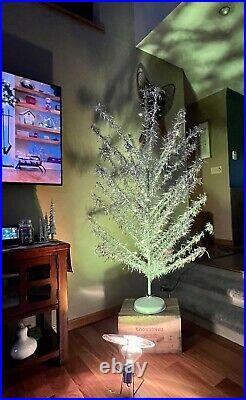 Rare 50's SPARKLER ALUMINUM CHRISTMAS TREE. 3 1/2 Foot Tall In Original Box