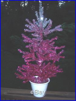 Rare Htf Vtg 4 Ft. Aluminum Tinsel Silver Pink Store Display Pot Xmas Tree