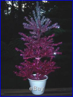 Rare Htf Vtg 4 Ft. Aluminum Tinsel Silver Pink Store Display Pot Xmas Tree
